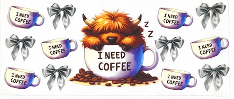 I Need Coffee Highland Cow